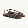 Brown and Beige Leather Strappy Sandals