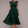 Goddiva Crochet & Pleated Top Midi - Emerald