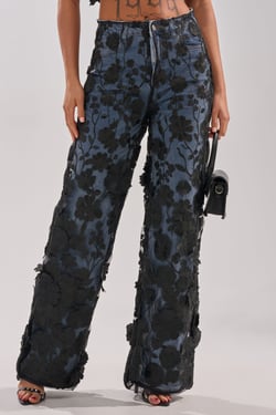AKIRA Dont Give Up Relaxed Denim With Tulle Overlay | Black | Size 1X