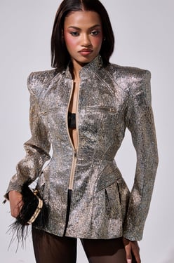 AKIRA Bronze Brocade Blazer | Size XL