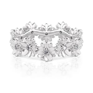 Jeulia Women's Daisy Petals Eternity Band Sterling Silver