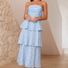 Dotty Delight Strapless Maxi Dress Blue