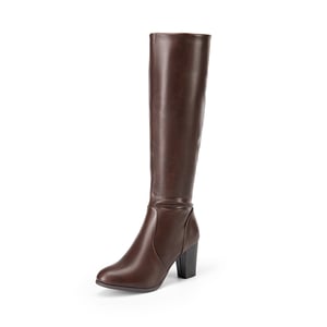 DREAM PAIRS Round Toe Chunky Heel Knee High Boots