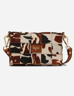 Tartan Mini Crossbody Bag - Natural Tan, Black and White Cowhide - Tan & Black