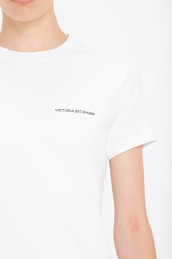 Victoria Beckham Fitted Shrunken Logo T-Shirt In White - XL - Womens