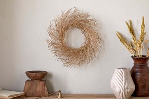 nkuku Danvi Glass Drop Wreath | Christmas Decorations | One Size | Brass & Clear