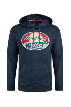 Weird Fish Bryant Front Print Graphic Popover Hoodie Navy Size XL