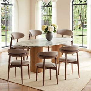 COLAMY NOYA Mid-Century Modern Upholstered Dining Chair - Camel / Set of 6 ($81/pc)