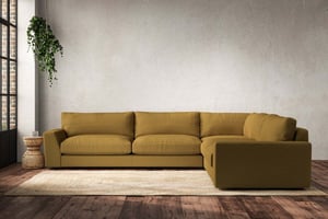 nkuku Guddu Right Hand Corner Sofa | Make To Order | Grand | Recycled Cotton Ochre