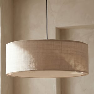 Larger Jute pendant in natural with baffle