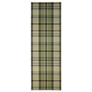 Isla Plaid Green Eco-Washable Runner - 75x220cm