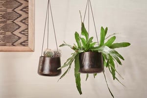 nkuku Endo Reclaimed Iron Hanging Planter | Vases & Planters | Large | Black