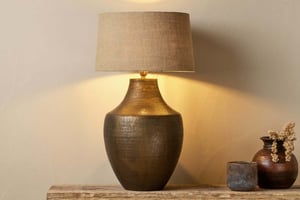 nkuku Tanda Etched Statement Table Lamp | Lamps | Large | Antique Brass
