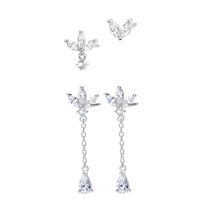 Delicate Stacking Stud Earrings Set Sterling Silver