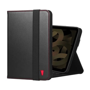 iPad Mini 6 Leather Case (6th Gen 2021) - Black with Red Detail