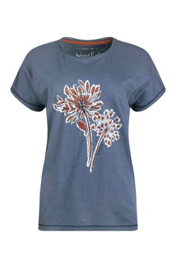 Weird Fish Seedheads Front Print T-Shirt Blue Mirage Size 16