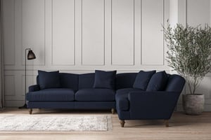 nkuku Deni Right Hand Corner Sofa | Make To Order | Super Grand | Brera Linen Indigo