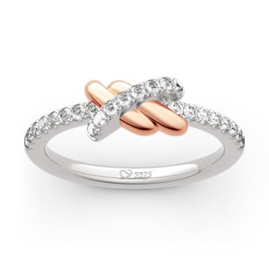 Jeulia "Love Knot" Two Tone Sterling Silver Ring