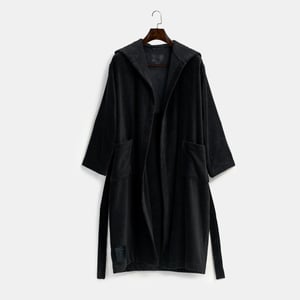 Signature Hooded Robe X-Large Marquina Black Signature Robe Terry , Luxury Organic Bathrobes for Women and Men , PROSSIONI