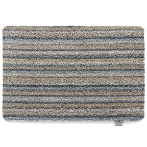 Candy Ribbon Grey Stripe Washable Doormat - 50x75cm
