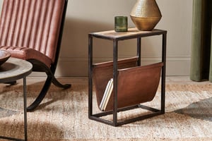 nkuku Alera Side Table | Tables | One Size | Natural & Brown Leather