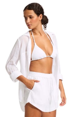 Crinkle Shorts White - L / White