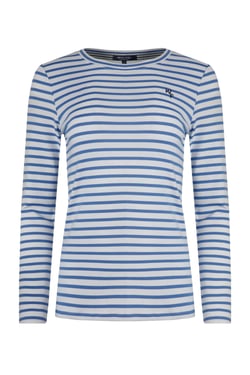 Weird Fish Sally Striped Long Sleeve T-Shirt Riviera Blue Size 18