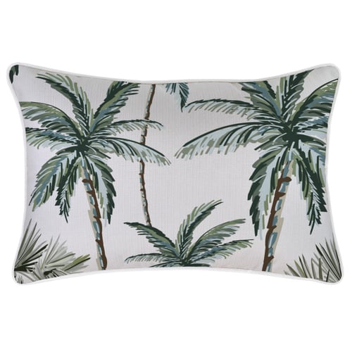 Cushion Cover-With Piping-Palm Tree Paradise White-35cm x 50cm