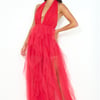 Prideful Halter Tulle Maxi Dress Red