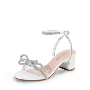 DREAM PAIRS Women   s Rhinestone Bow Heeled Sandals