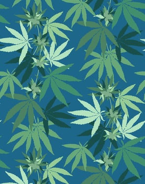 Cannabis' Wallpaper by Nathan Turner - Cadet Blue - Traditional