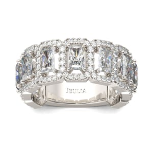 Jeulia Halo Radiant Cut Sterling Silver Women's Band