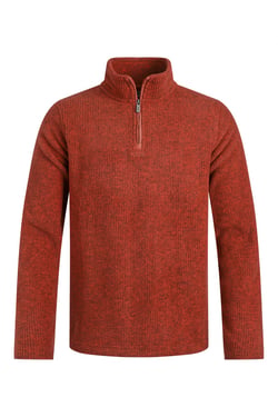 Weird Fish Newport 1/4 Zip Ribbed Fleece Rust Leaves Size XL