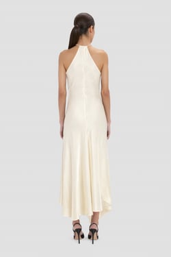 Victoria Beckham Halter Neck Midi Dress In Elderflower - 14 - Womens