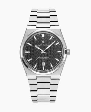 Horizon Gents 41mm Three-hands Date Silver-tone Black dial Stainless steel swiss watch - 41 mm