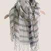 Linen Checkered Lightweight Scarf - Soft Gray / One Size