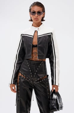 AKIRA West Loop Racer Moto Jacket | Black | Size XL