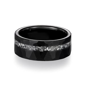 Jeulia Irregular Hammered Black Tungsten Ring for Men