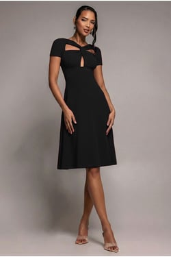 Goddiva Scuba Crepe Twist Cutout Midi Dress - Black