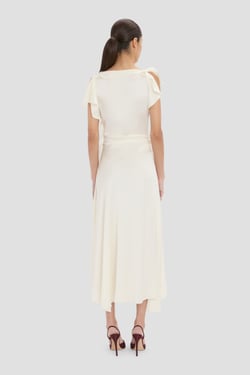 Victoria Beckham Drape Midi Dress In Ivory - 16 - Womens