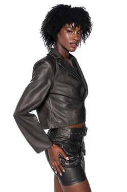 AKIRA Shai Distressed Crop Blazer | Size Large