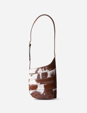 Cavalera Pail Bucket Bag - Tan and White Cowhide - Tan