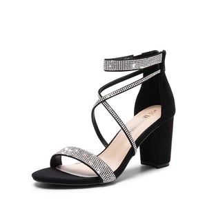 DREAM PAIRS Women   s Rhinestone Heeled Sandals