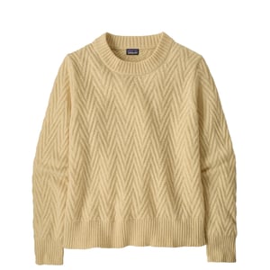 Patagonia Womens Recycled Wool-Blend Crewneck Sweater Chevron Cable Dark Natural