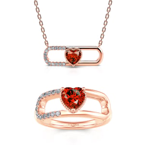 Jeulia "Heartbeat" Heart Cut Sterling Silver Jewelry Set