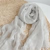 Wool Tencel Solid Ruched Lightweight Scarf - Light Gray / One Size