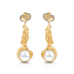 Jeulia "Genie of the Sea" Mermaid Cultured Pearl Sterling Silver Earrings