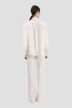 Victoria Beckham Long Sleeve Shirt In Bone - 16 - Womens
