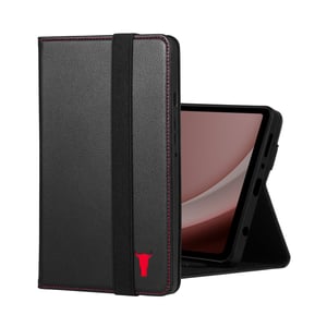 Galaxy Tab A9 Leather Case - Black with Red Detail