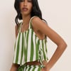 Green Striped Linen-Blend Swing Top